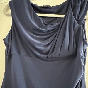 Elegant Navy Blue Sleeveless Cocktail Dress